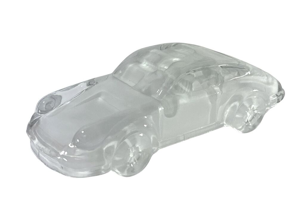 Vintage Clear Crystal Porsche 911 Sports Car Paperweight Figurine 6.5”